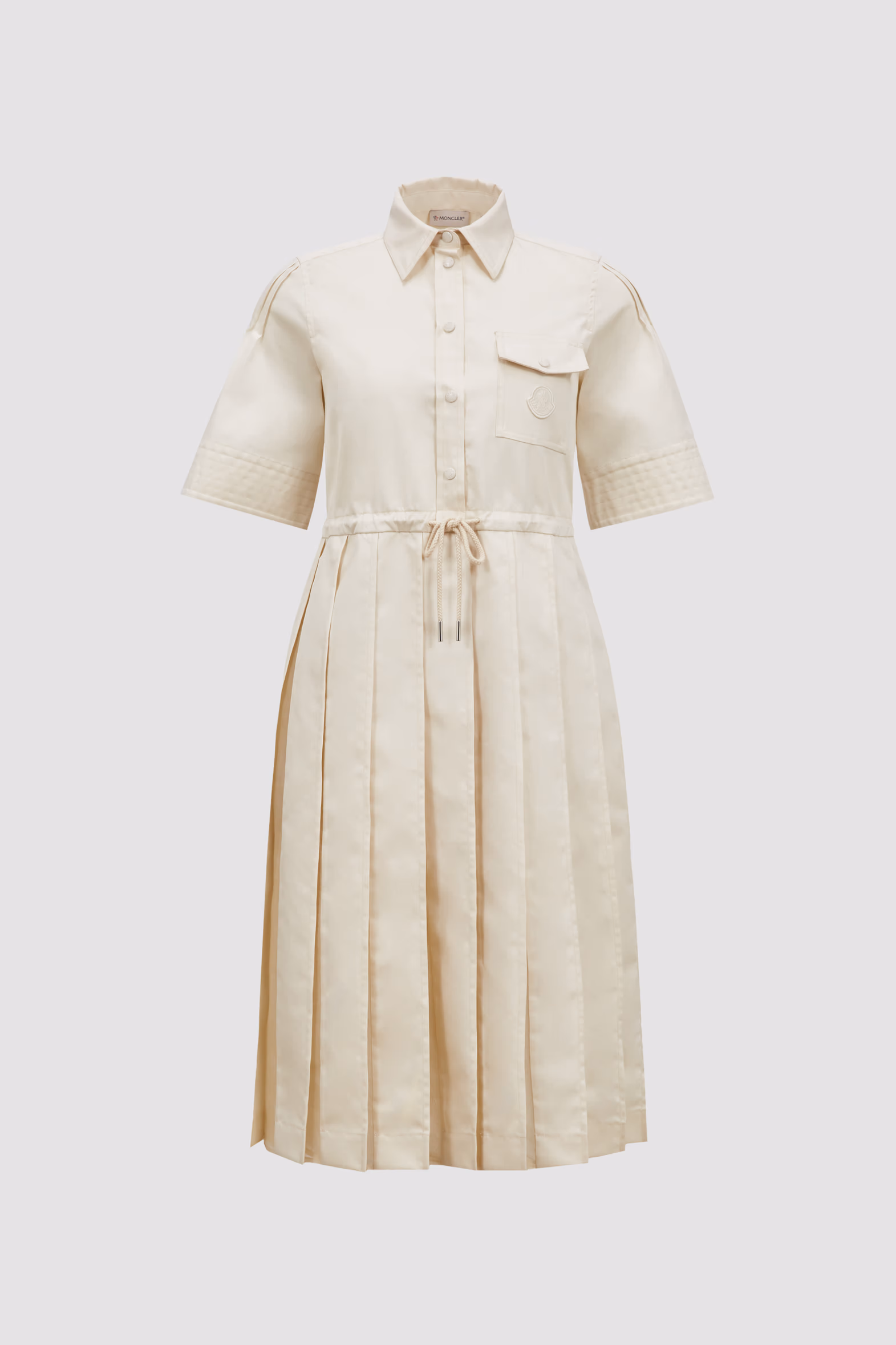 Cotton & Silk Midi Shirt Dress Women White Ivory Moncler 2
